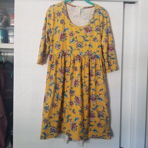 Matilda Jane M A Place In The Sun Yellow Floral Dress 3/4 Sleeves High-Low Hem